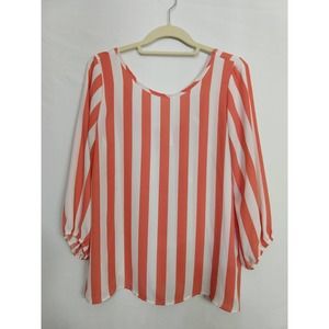Striped Draped Bow Back Blouse